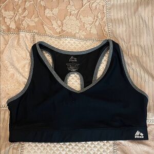RBX Black Sports Bra with Gray Trim Racerback